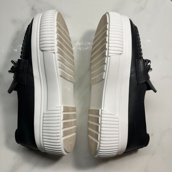 J/Slides Women's Willa Black Leather Platform Modern Slip On Loafer Size 7 - Picture 7 of 13